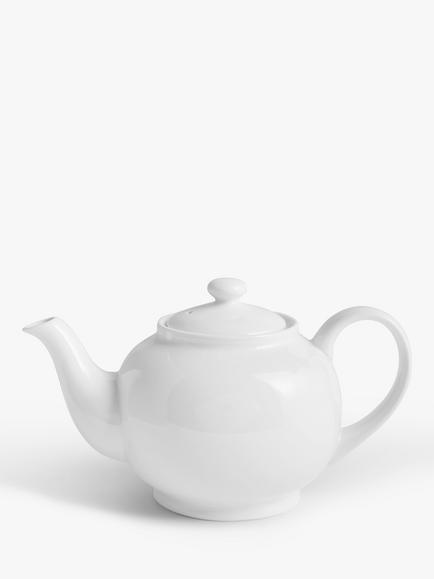 John Lewis Fine China Teapot, 1.1L, White, White