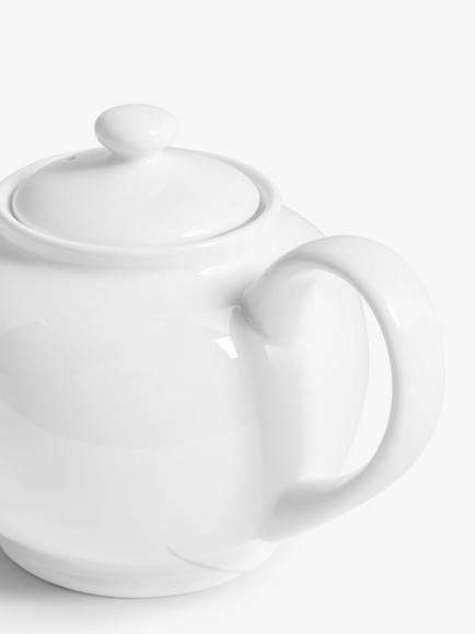 John Lewis Fine China Teapot, 1.1L, White - view 2, White