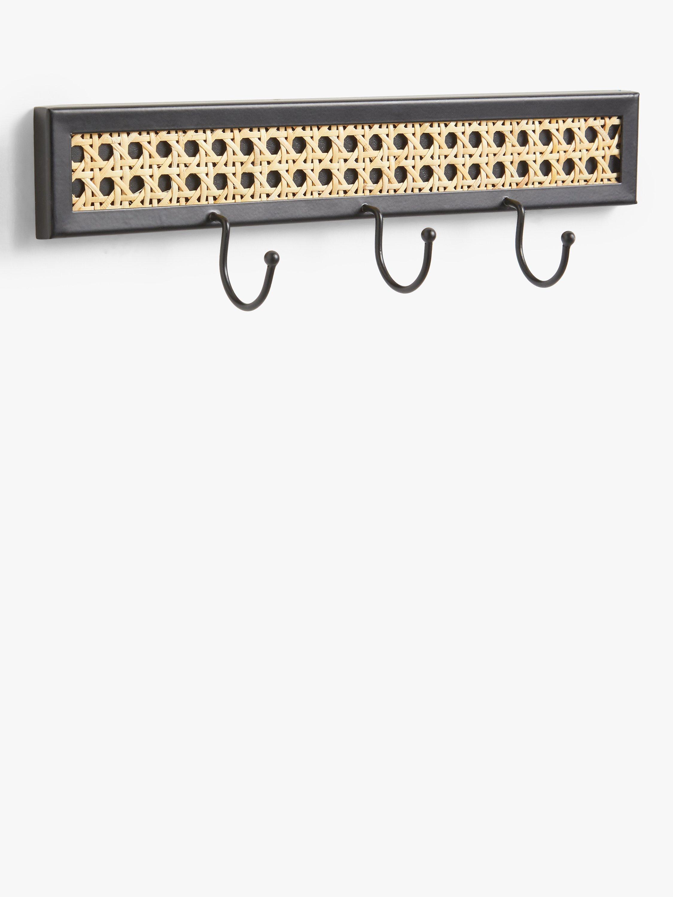 John Lewis Rattan Panel Key Hook, Black/Natural