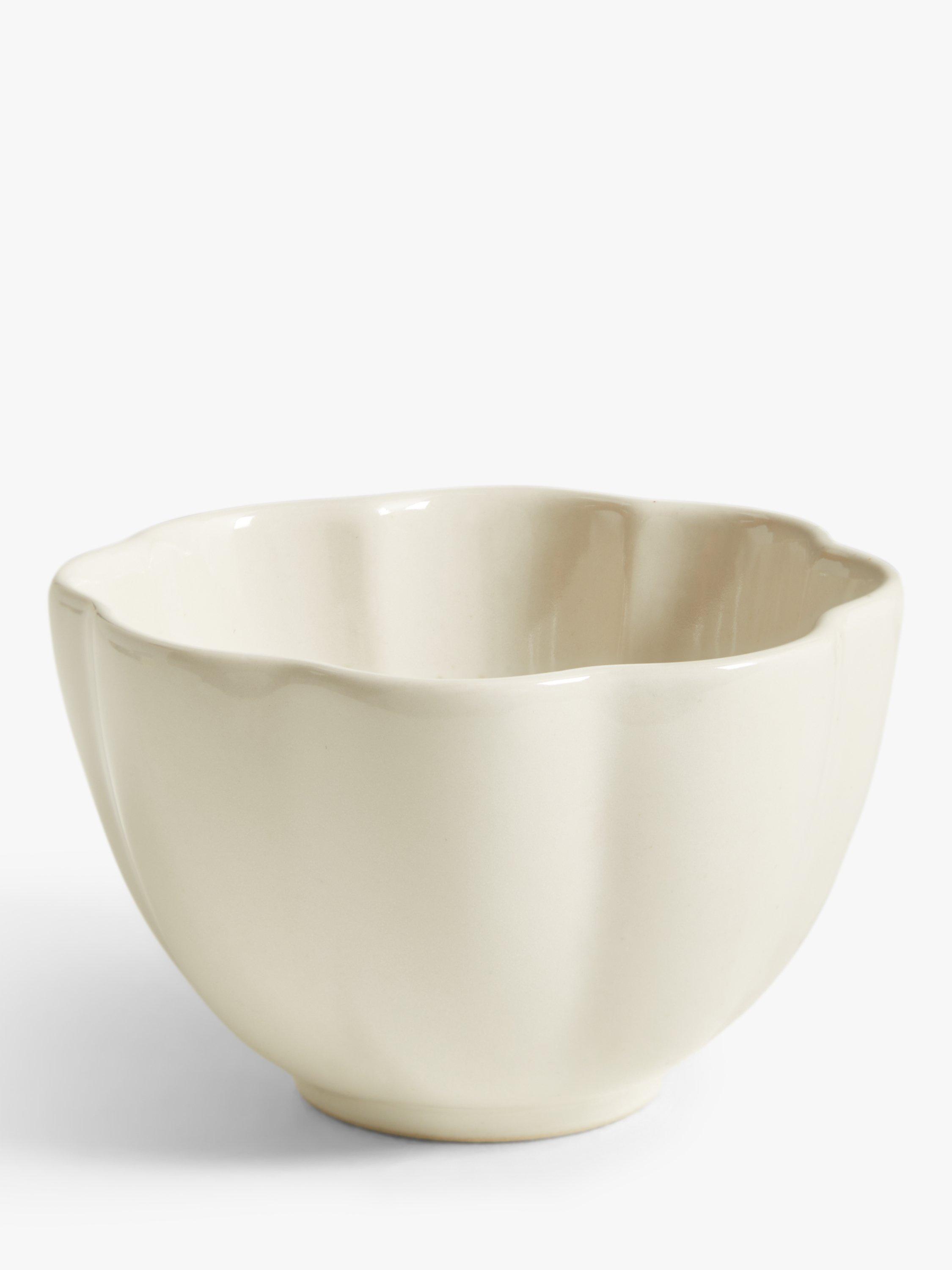 John Lewis Scalloped Speckled Stoneware Mini Bowl, 9.5cm, Off White