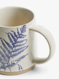 John Lewis Woodland Floral Glazed Stoneware Fern Mug, 450ml, Blue/Beige - view 2, Blue/Beige