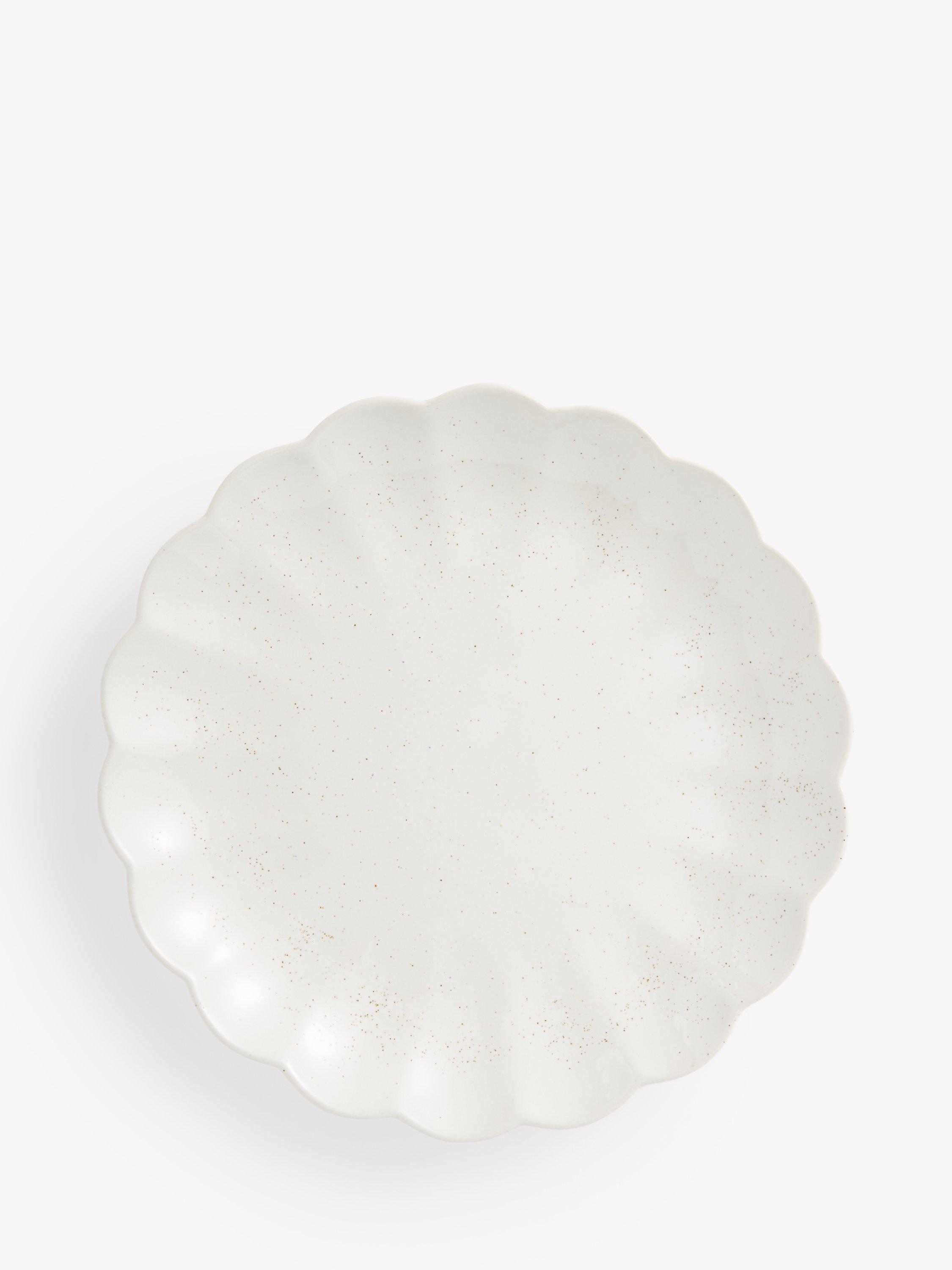 John Lewis Scalloped Speckled Stoneware Side Plate, 20cm, Off White