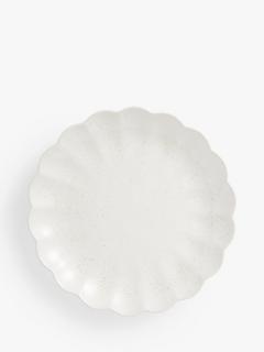 John Lewis Scalloped Speckled Stoneware Side Plate, 20cm, Off White