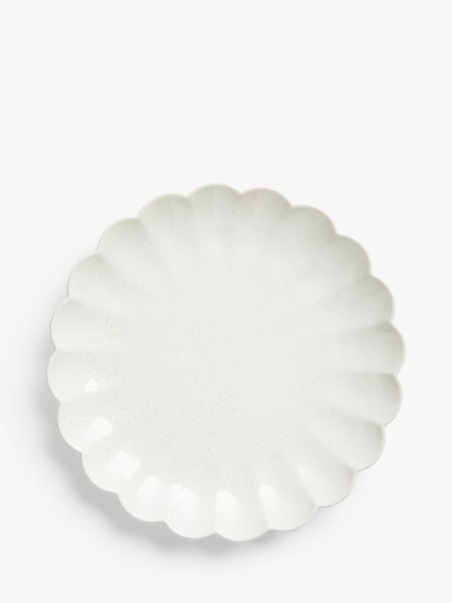 John Lewis Scalloped Speckled Stoneware Dinner Plate