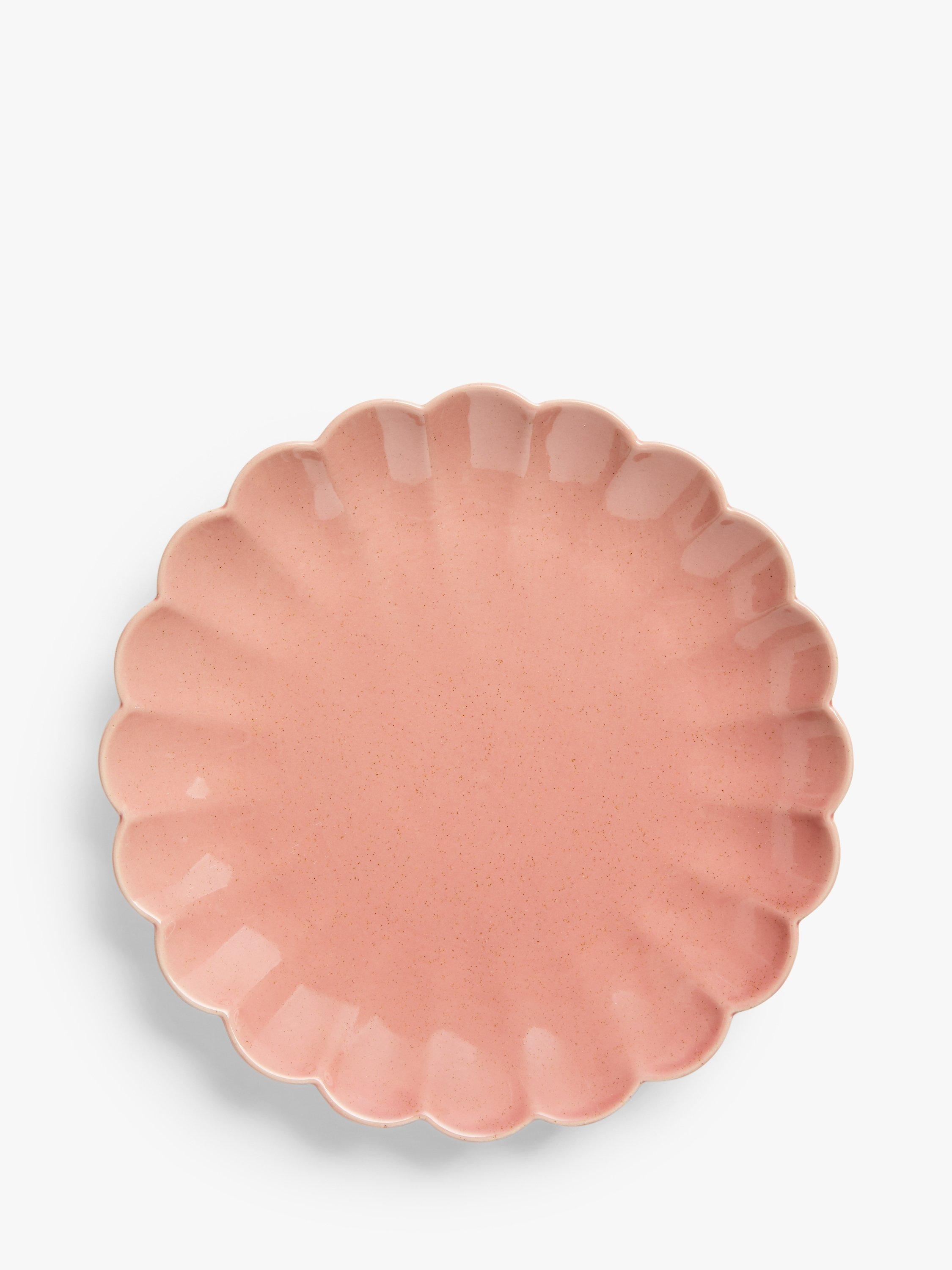 John Lewis Scalloped Speckled Stoneware Dinner Plate, 26cm, Pink