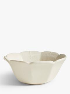 John Lewis Scalloped Speckled Stoneware Cereal Bowl, 15.5cm, Off White