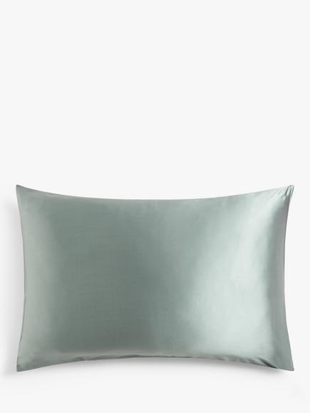 John Lewis Organic Mulberry Silk Standard Pillowcase, Dark Sage