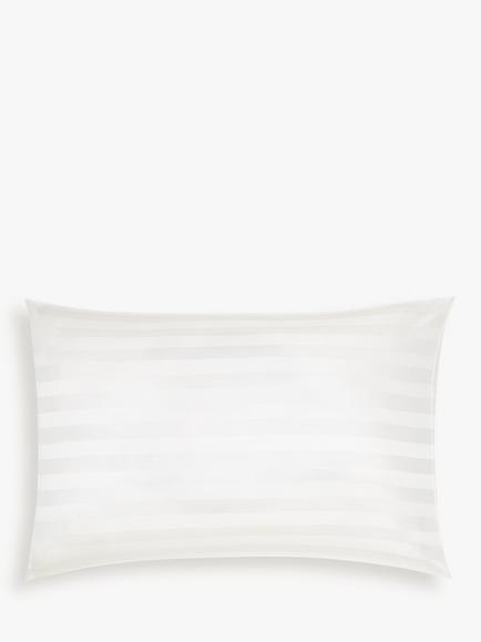 John Lewis Organic Silk Stripe Standard Pillowcase, White, White