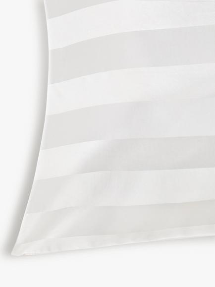 John Lewis Organic Silk Stripe Standard Pillowcase, White - view 2, White