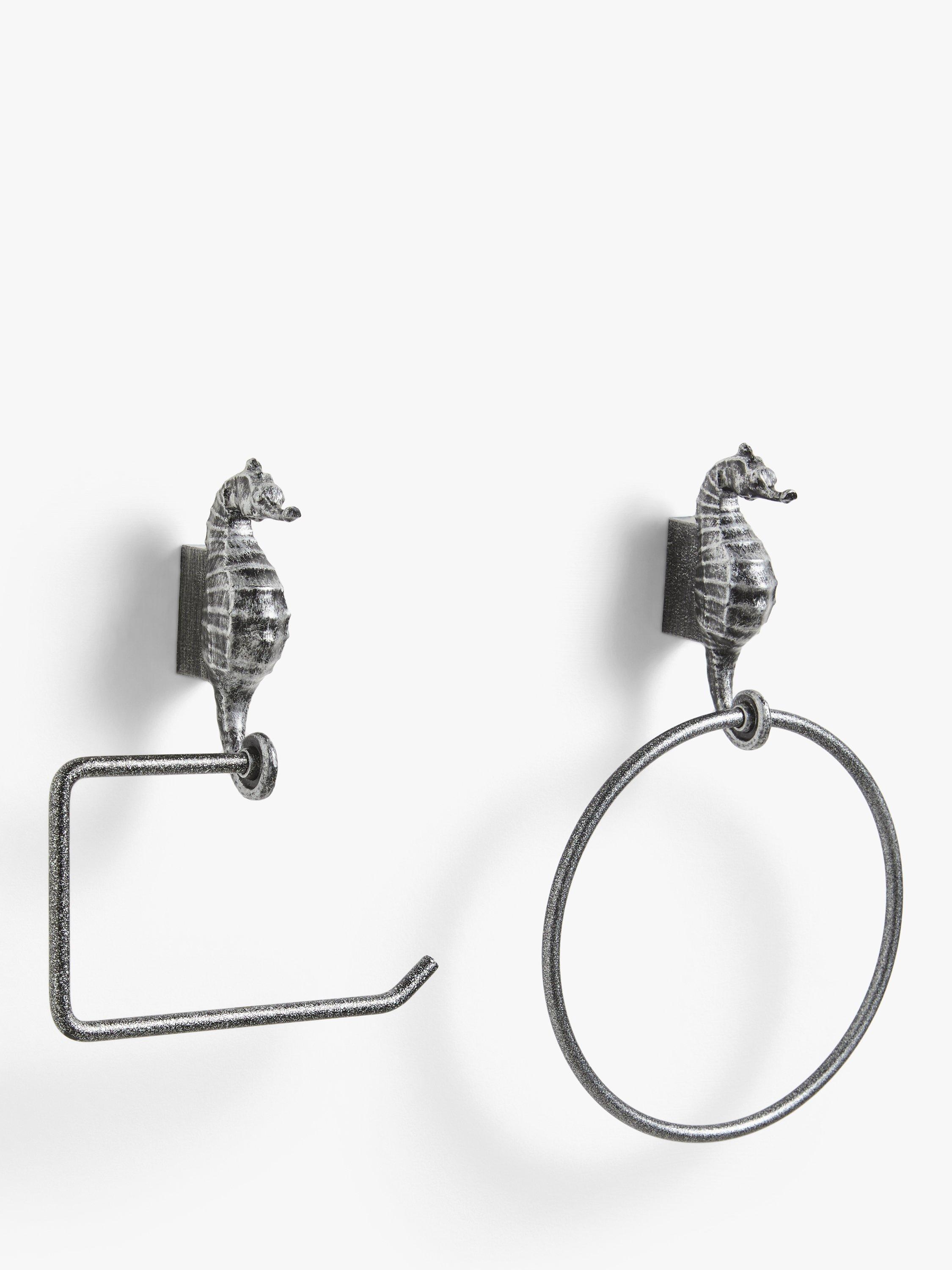 John Lewis Seahorse Bathroom Fittings Set, Antique Silver
