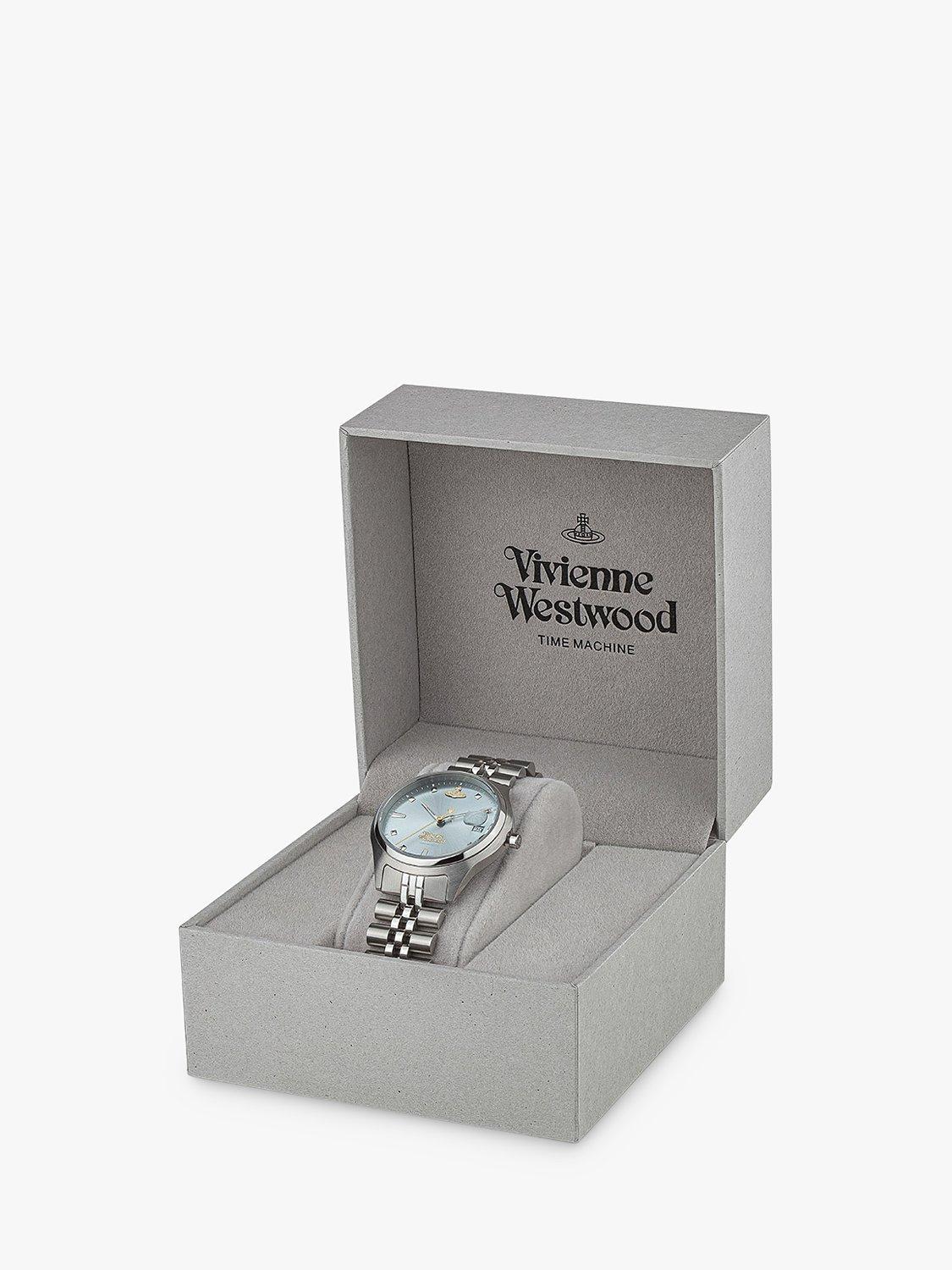Product image 6 of 6, which shows Vivienne Westwood Women's Camberwell Date Bracelet Strap Watch, Silver/Light Blue VV261LBLSL