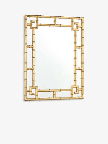 Laura Ashley Shawford Mock Bamboo Rectangular Wall Mirror, 107 x 81cm, Gold - view 2, Gold
