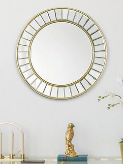 Laura Ashley Clemence Bevelled Glass Round Wall Mirror, Gold/Clear - view 2, Gold/Clear