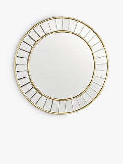 Laura Ashley Clemence Bevelled Glass Round Wall Mirror, Gold/Clear, Gold/Clear
