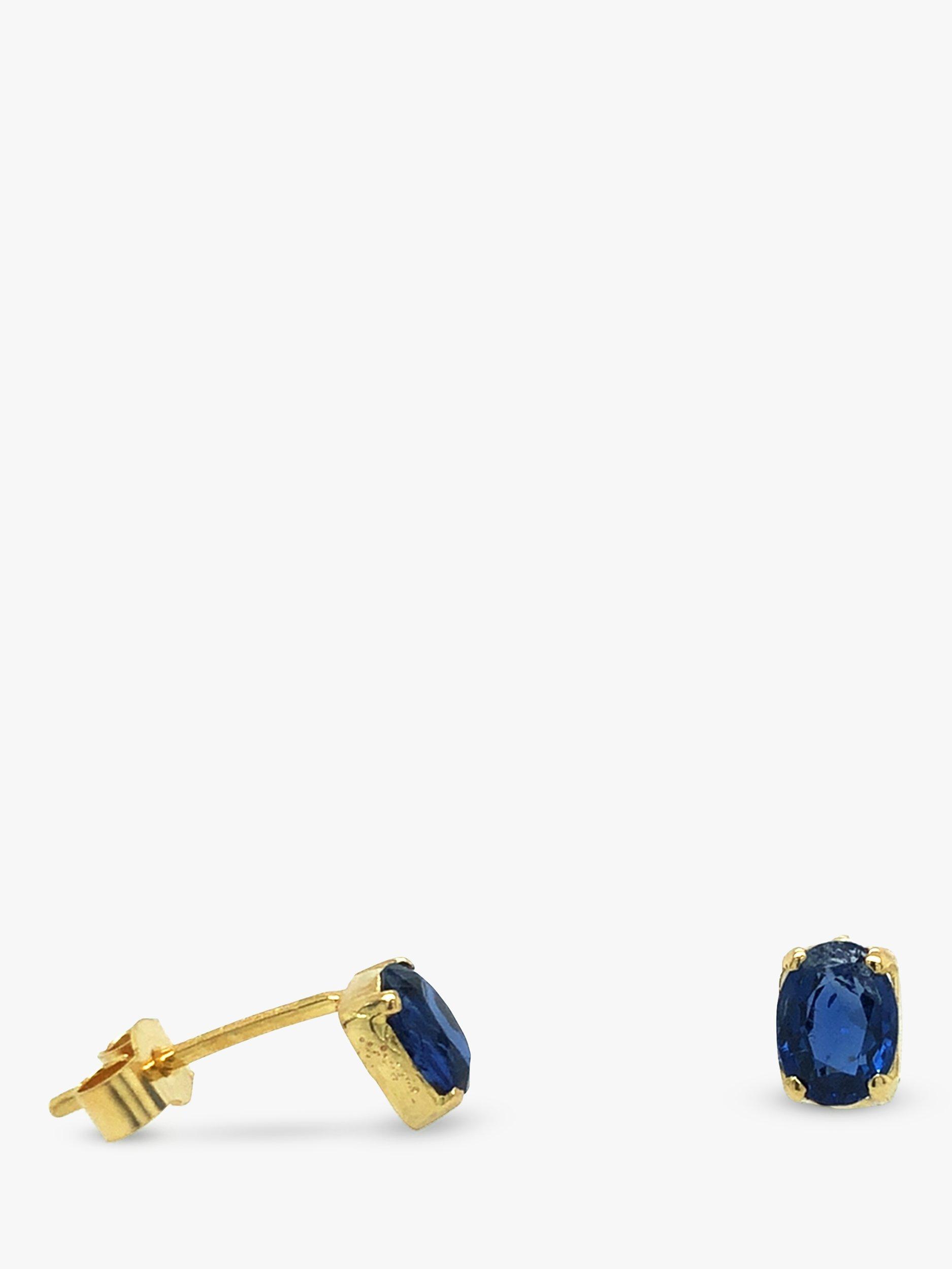 Vintage Fine Jewellery Pre-Loved 9ct Yellow Gold Sapphire Stud Earrings, Dated Circa 2000s