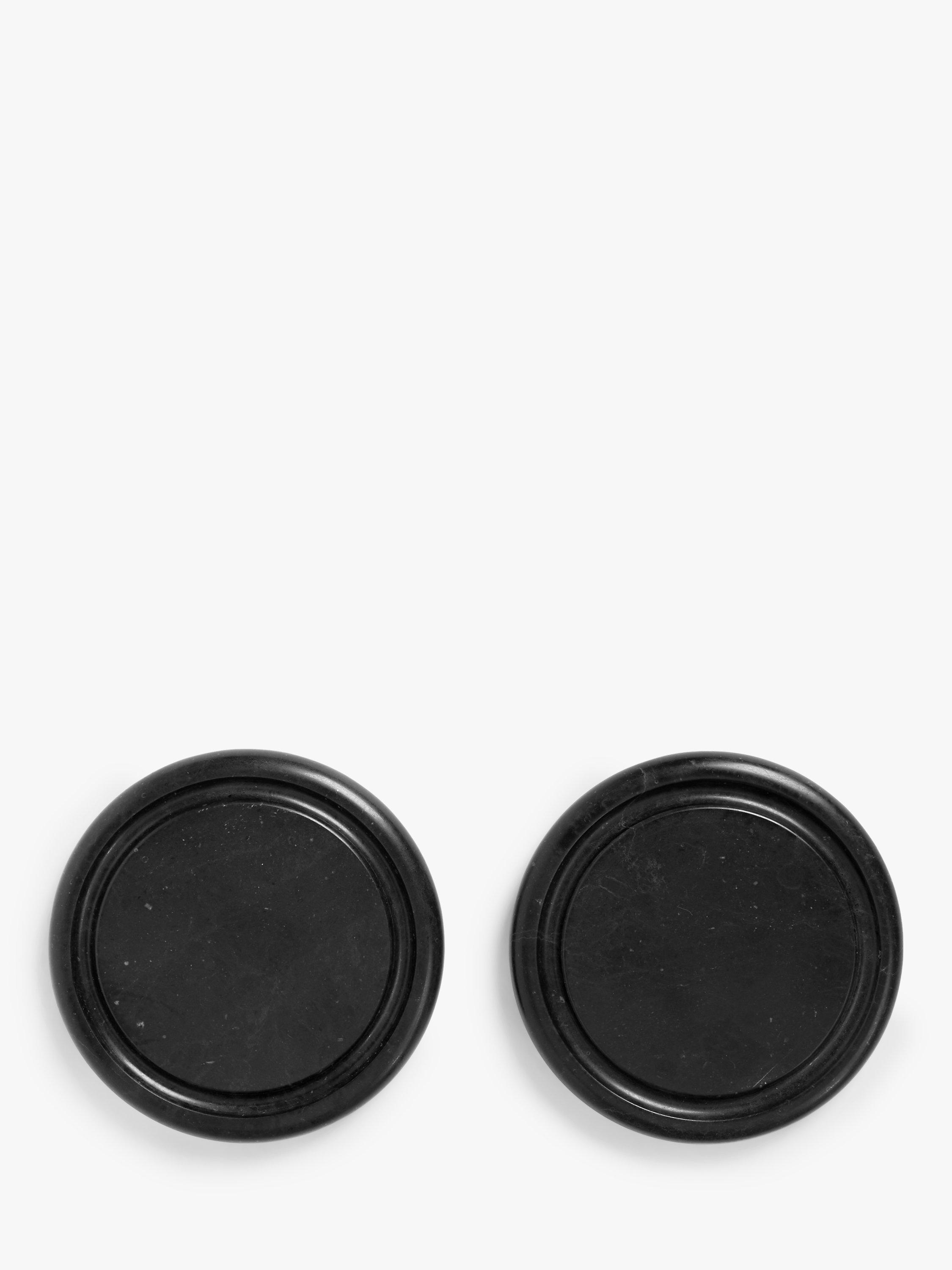 John Lewis + Swoon Wolff Marble Round Coaster, Set of 2, Black