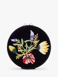 Wolf Zoe Embroidered Velvet Mini Zip Jewellery Case, Indigo