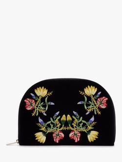 Wolf Zoe Embroidered Velvet Portfolio Jewellery Case, Indigo