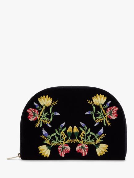 Wolf Zoe Embroidered Velvet Portfolio Jewellery Case, Indigo