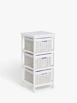 John Lewis Rattan 3 Drawer Unit, White