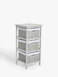 John Lewis Rattan 3 Drawer Unit, Grey