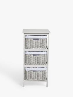 John Lewis Rattan 3 Drawer Unit - view 2, Grey