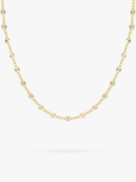 LARNAUTI Diamond Cut Beaded Chain Necklace, Gold