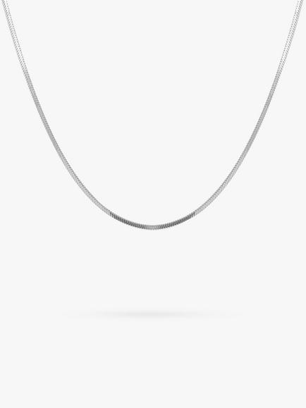 LARNAUTI Herringbone Chain Necklace, Silver