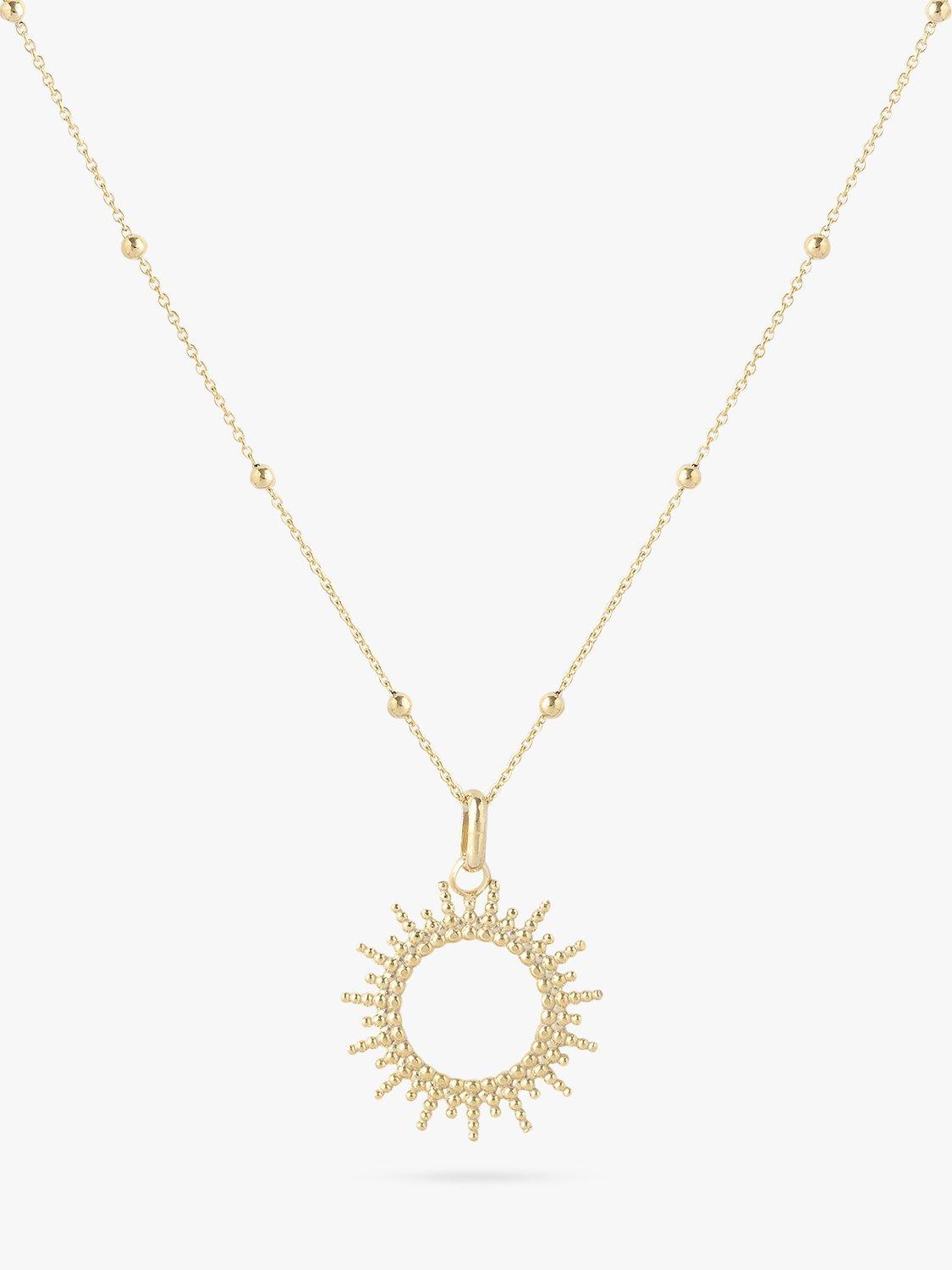 Product image 1 of 3, which shows LARNAUTI Beaded Chain Sunburst Pendant Necklace, Gold