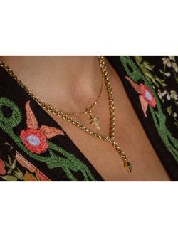 LARNAUTI Pyramid Drop Chain Necklace, Gold - view 2, Gold