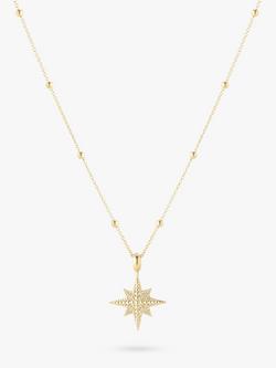 LARNAUTI North Star Beaded Chain Star Pendant Necklace, Gold, Gold