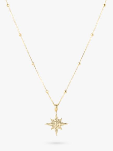 LARNAUTI North Star Beaded Chain Star Pendant Necklace, Gold, Gold