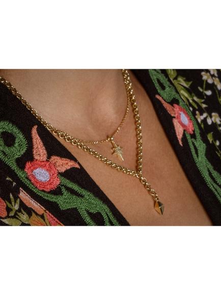 LARNAUTI North Star Beaded Chain Star Pendant Necklace, Gold - view 2, Gold