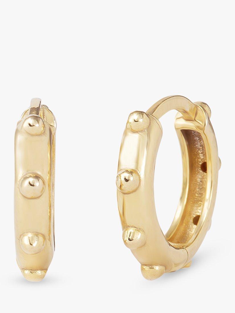 Product image 1 of 3, which shows LARNAUTI Rosary Beaded Huggie Hoop Earrings, Gold