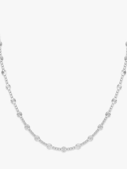 LARNAUTI Diamond Cut Beaded Chain Necklace, Silver