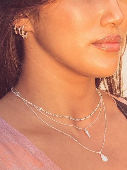 LARNAUTI Diamond Cut Beaded Chain Necklace - view 2, Silver