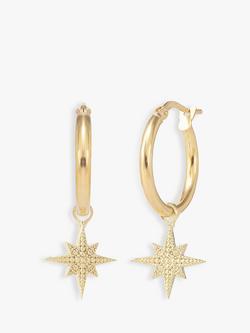 LARNAUTI North Star Charm Hoop Earrings, Gold, Gold