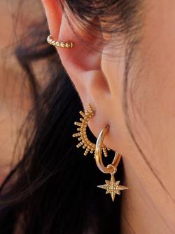 LARNAUTI North Star Charm Hoop Earrings, Gold - view 2, Gold