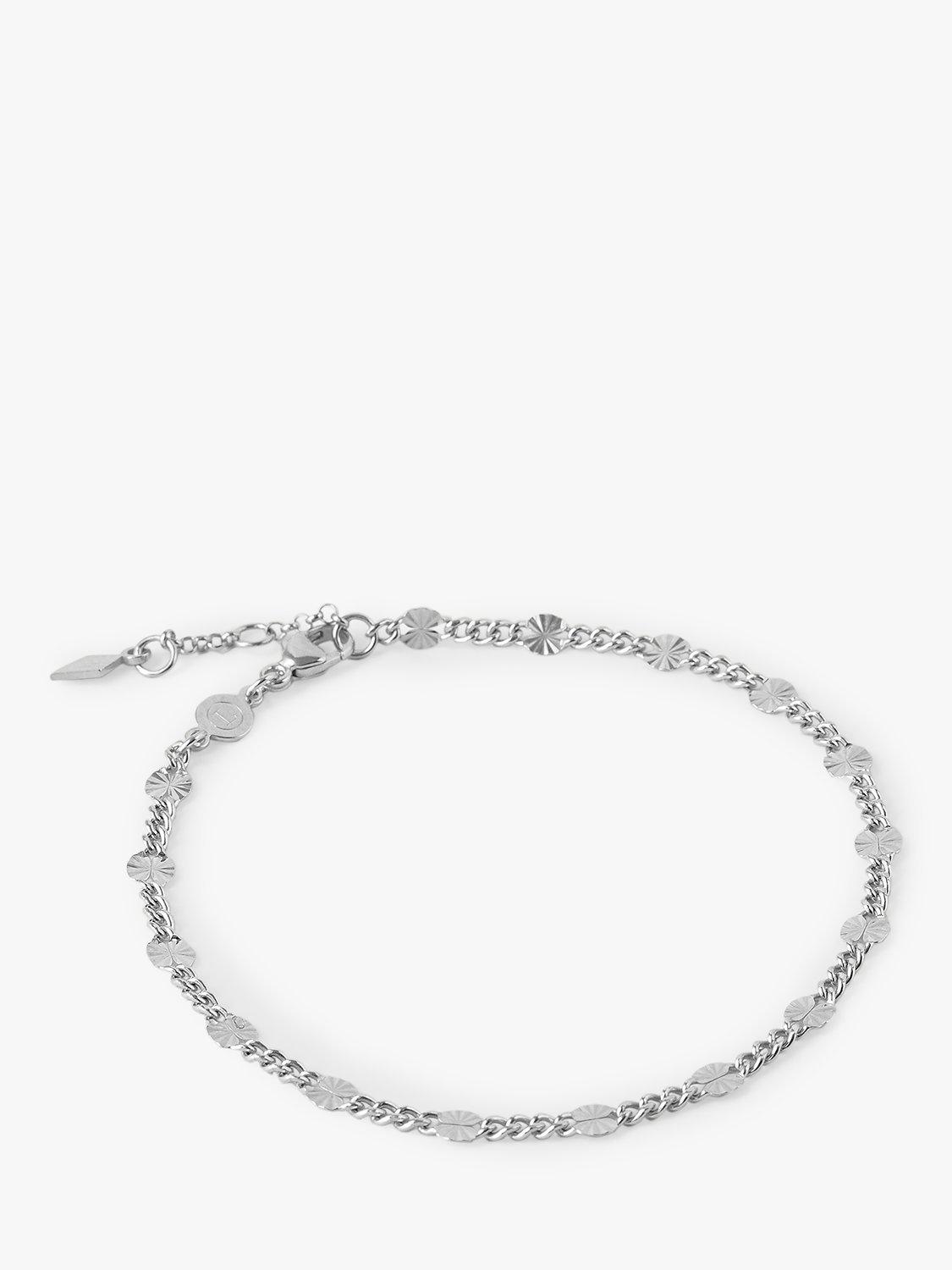 LARNAUTI Diamond Cut Stations Beaded Chain Bracelet, Silver