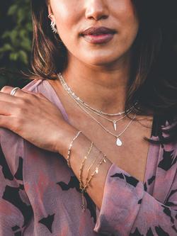 LARNAUTI Diamond Cut Stations Beaded Chain Bracelet - view 2, Silver