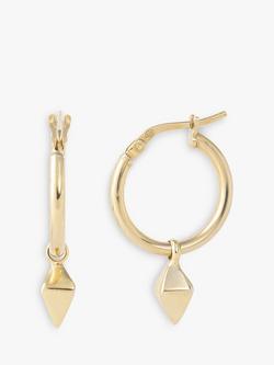 LARNAUTI Pyramid Charm Hoop Earrings, Gold, Gold