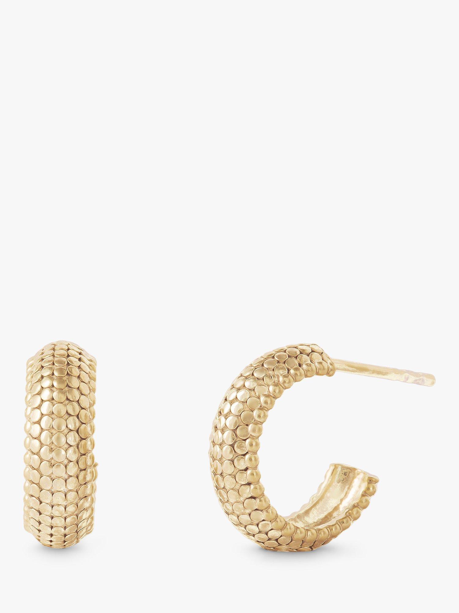 Product image 1 of 3, which shows LARNAUTI Textured Demi Hoop Earrings, Gold