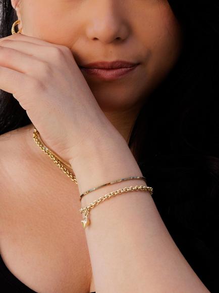 LARNAUTI Pyramid Charm Chain Bracelet, Gold - view 2, Gold