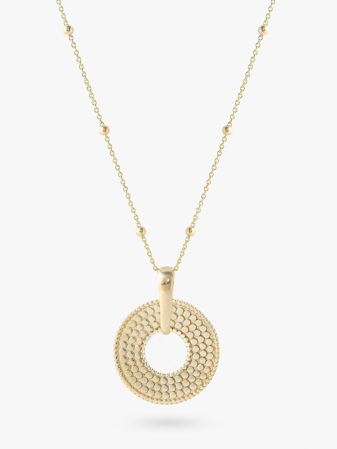 Product image 1 of 3, which shows LARNAUTI Beaded Open Disc Pendant Necklace, Gold