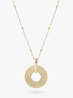 LARNAUTI Beaded Open Disc Pendant Necklace, Gold