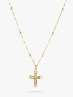 LARNAUTI Beaded Chain Cross Pendant Necklace, Gold, Gold
