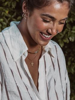 LARNAUTI Beaded Chain Cross Pendant Necklace, Gold - view 2, Gold