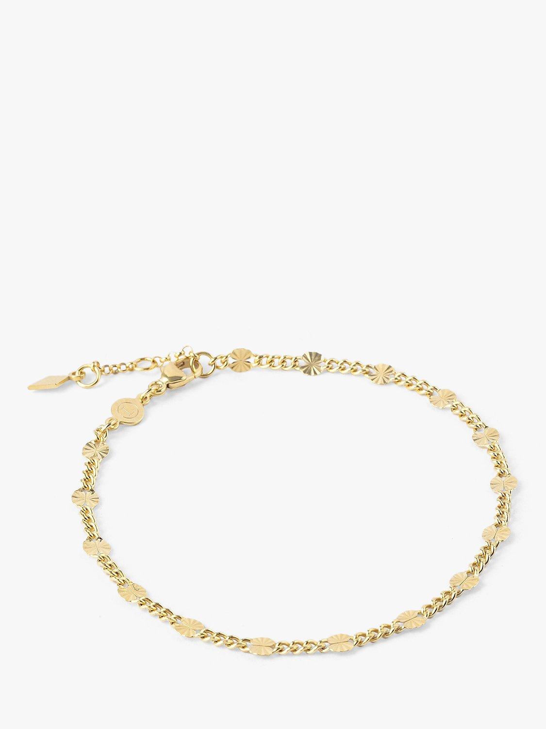 Product image 1 of 3, which shows LARNAUTI Diamond Cut Stations Beaded Chain Bracelet, Gold