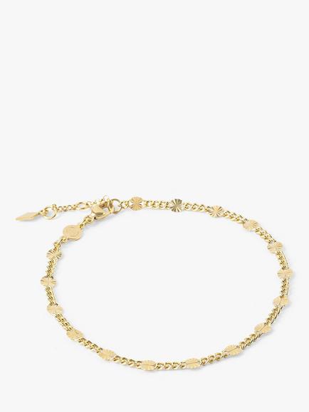 LARNAUTI Diamond Cut Stations Beaded Chain Bracelet, Gold