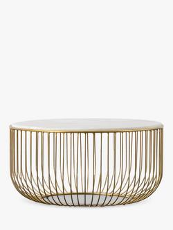 Gallery Direct Sutton Marble Coffee Table, Natural/Gold - view 2, Natural/Gold